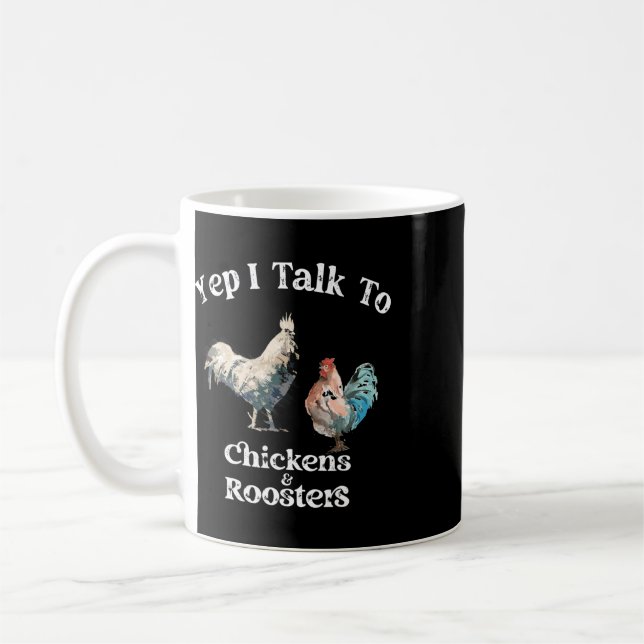 Ja, ich rede mit Hühnern und Hähnen Lustiger Hahn  Kaffeetasse (Links)