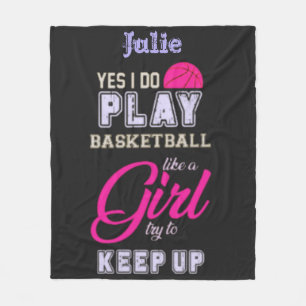 Ja, ich spiele Basketball wie ein Girl Pink Lila Fleecedecke