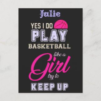 Ja, ich spiele Basketball wie ein Girl Pink Lila Postkarte