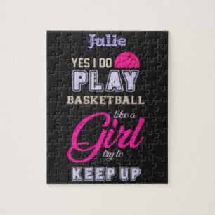 Ja, ich spiele Basketball wie ein Mädchen Pink Pur Puzzle