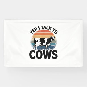 Ja, ich spreche mit Kühen Funny Vintage Milchkühe  Banner