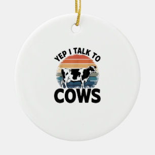 Ja, ich spreche mit Kühen Funny Vintage Milchkühe  Keramik Ornament