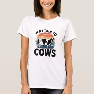 Ja, ich spreche mit Kühen Funny Vintage Milchkühe T-Shirt