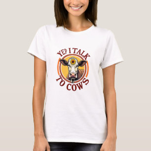 Ja, ich spreche mit Kühen Funny Vintage Milchkühe T-Shirt