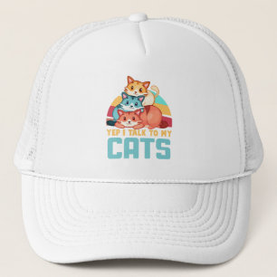 Ja, ich spreche mit meinem Cats-Adorable Trio Cat Truckerkappe