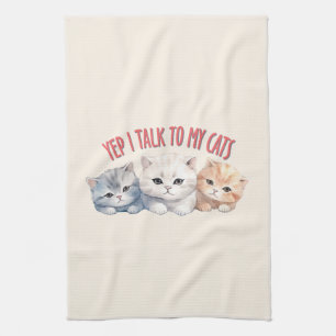 Ja, ich spreche mit meinen Katzen - Adorable Trio Geschirrtuch