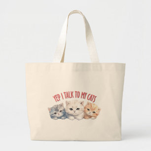 Ja, ich spreche mit meinen Katzen - Adorable Trio Jumbo Stoffbeutel