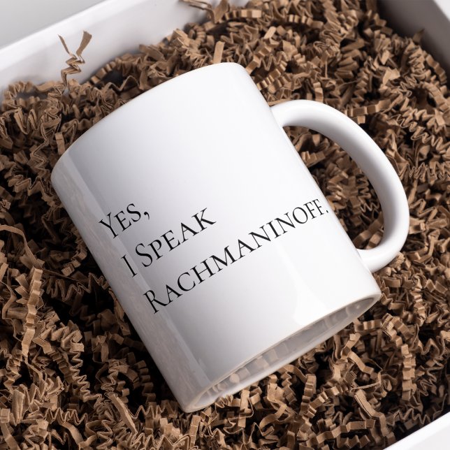 Ja, ich spreche Rachmaninoff Black Ink Zitat Tasse (Von Creator hochgeladen)