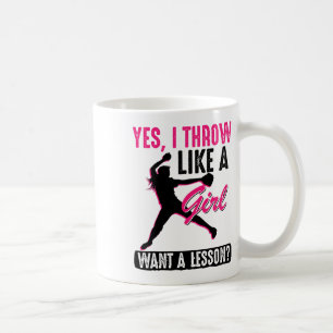 Ja, ich werfe wie ein Mädchen Coole Pitcher Lustig Kaffeetasse