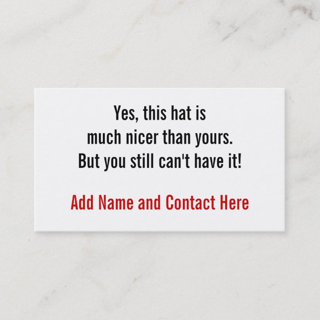 Ja ist dieser Hut netter…. Visitenkarte (Vorderseite)