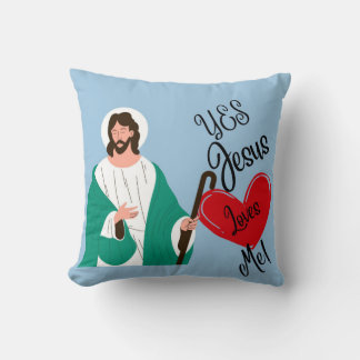 "Ja, Jesus liebt mich" Hellblaue Wurfkissen Kissen