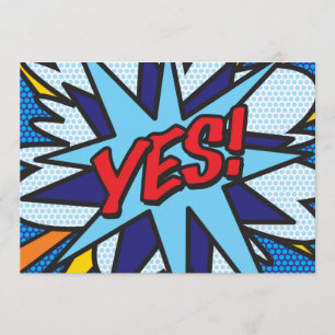 JA Lustige Retro-Comic- Pop-Art Einladung