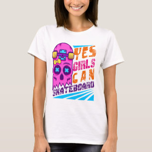 Ja Mädchen können Skateboard fahren Skateboarding T-Shirt
