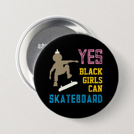 JA MÄDCHEN KÖNNEN SKATEBOARD Retro Black Skater Gi Button