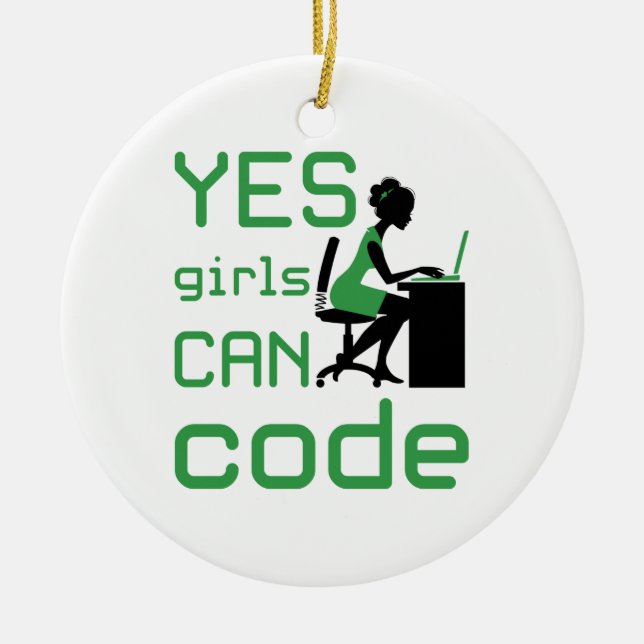 Ja Mädchen können weibliche Programmiererentwickle Keramik Ornament (Vorne)