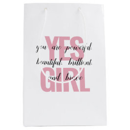 Ja Mädchen Sie sind schöne Motivierend Girl Print Mittlere Geschenktüte