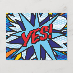 JA NEIN Lustiges Retro-Comic-Book-Pop-Art Postkarte