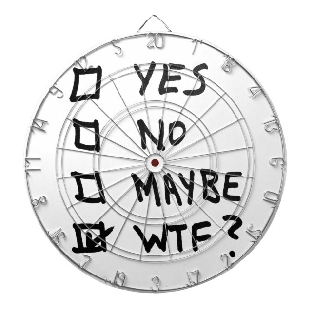 Ja nein möglicherweise WTF nahe bei Karo-Kästen Dartscheibe (vorne)