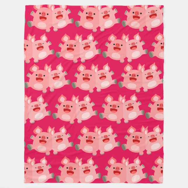 JA! Niedlicher Cartoon Schwein Fleece Blanket (Vorderseite)