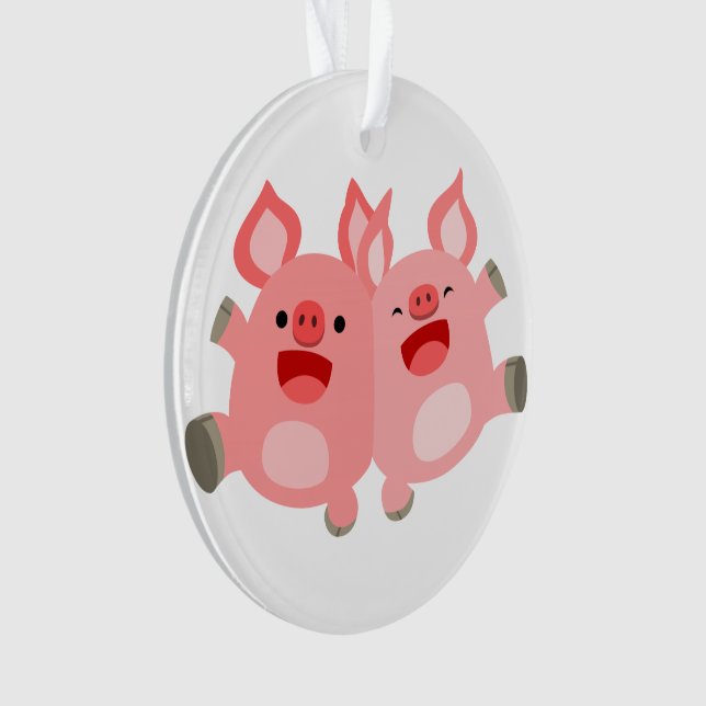 JA! Niedlicher Cartoon Schweine Acrylschmuck Ornament (Vorderseite)
