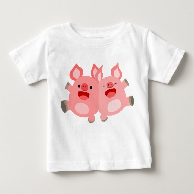 JA! Niedlicher Cartoon Schweine Baby T - Shirt (Vorderseite)