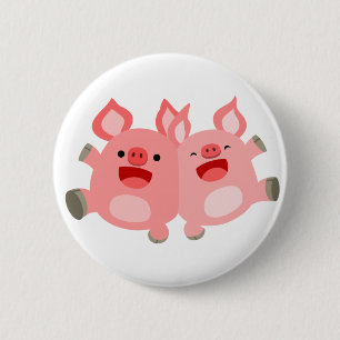 JA! Niedlicher Cartoon Schweine Button-Abzeichen Button