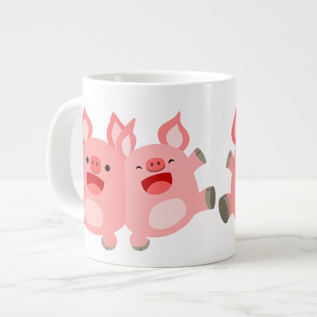 JA! Niedlicher Cartoon Schweine Jumbo-Tasse (Vorderseite Links)