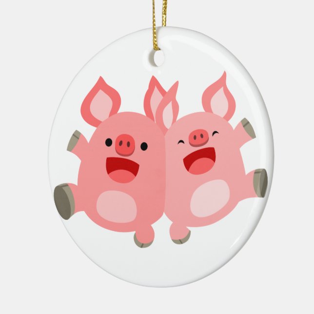 JA! Niedlicher Cartoon Schweine Ornament (Links)