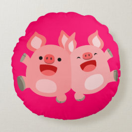 JA! Niedlicher Cartoon Schweine Rundpilz Rundes Kissen
