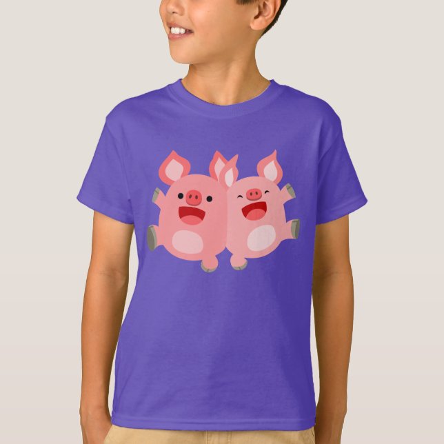 JA! Niedlicher Cartoon Schweine T - Shirt Kinder (Vorderseite)
