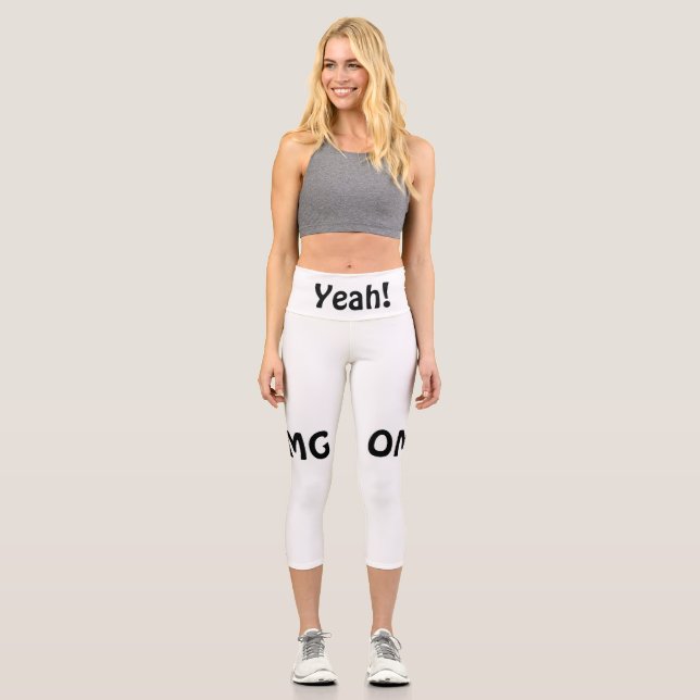Ja! OMG TEXT WOMENS SUITE Capri Leggings (Vorderseite)
