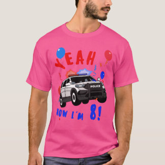Ja Polizeiauto Geburtstag 8 Jahre alt vintage lust T-Shirt