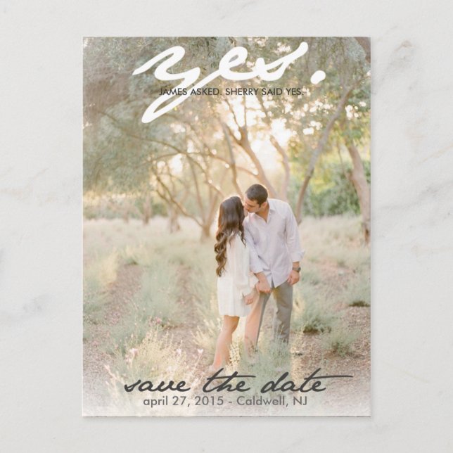 Ja. Save the Date Postkarte (Vorderseite)