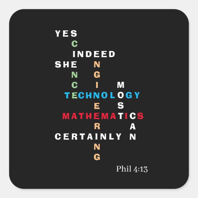 JA, SIE KANN Motivierend STEM Quadratischer Aufkleber (Vorderseite)