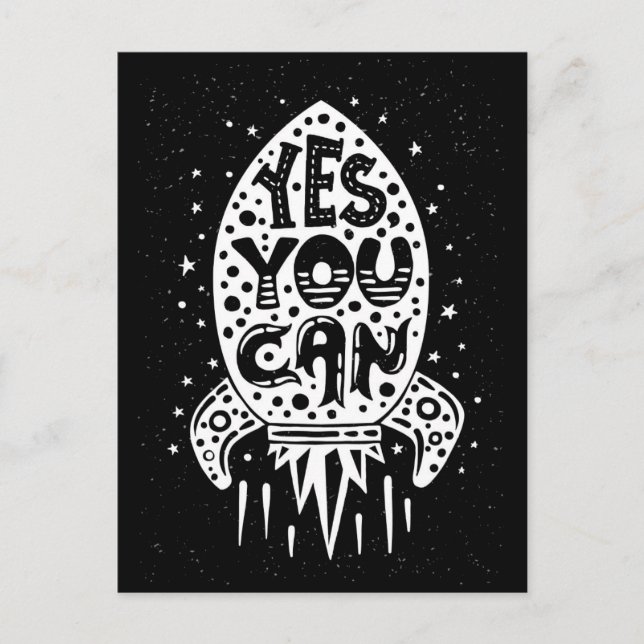 Ja, Sie können Rocketship Postkarte (Vorderseite)