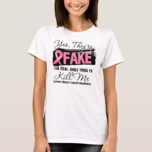 Ja Theyre Fake die wirkliche (Grunge) Brustkrebs T-Shirt