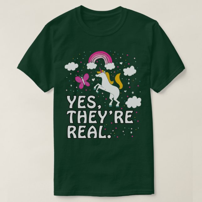 Ja Theyre Real Funny Hübsche Niedliche Einhorn Män T-Shirt (Design vorne)