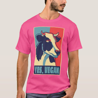 Ja, Veganer Pop Art Poster Kuh Tierportrait Kuh T-Shirt