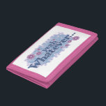 Ja was Denimgeldbeutel Trifold Geldbörse<br><div class="desc">Slogan yeah,  was Slogan gemusterter Geldbeutel durch Sarah Trett entwarf.</div>