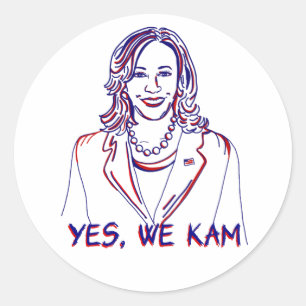 Ja, wir Kam! Kamala Harris 2024 Wahl Runder Aufkleber
