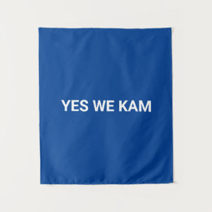 Ja Wir Kam minimalistische Typografie weiß und bla Wandteppich