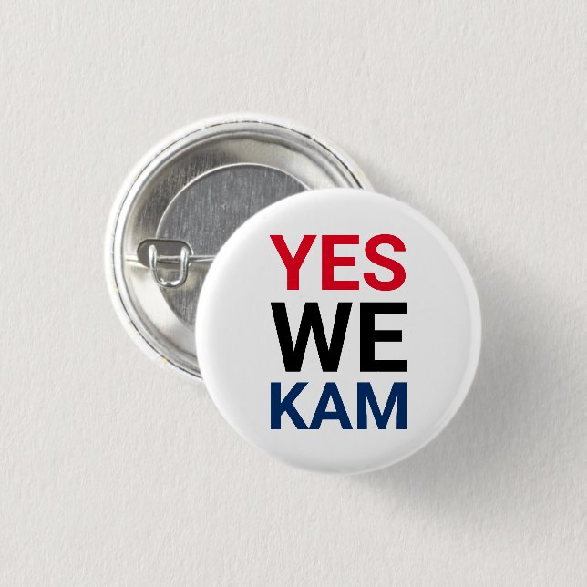 Ja Wir Kam rot schwarz-blau moderne Typografie Button (Vorne & Hinten)