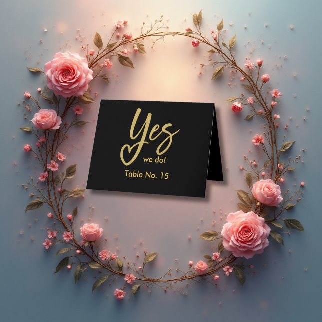 Ja, wir machen eine elegante Black Gold Hochzeit T Dankeskarte (Von Creator hochgeladen)