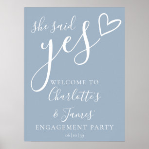 Ja-Wort-Engagement-Party Dusty Blue Willkommenssch Poster
