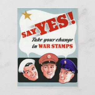 Ja zu Briefmarke des Krieges Postkarte