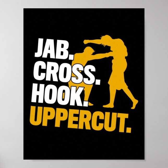 Jab Cross Hook Uppercut Boxen Kickboxen Geschenk  Poster (Vorne)