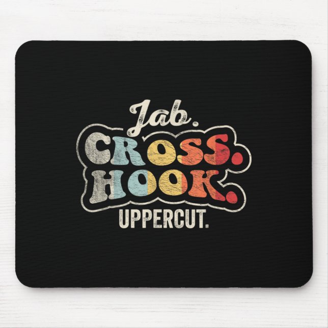 Jab Cross Hook Uppercut Boxen Retro Vintage Mousepad (Vorne)