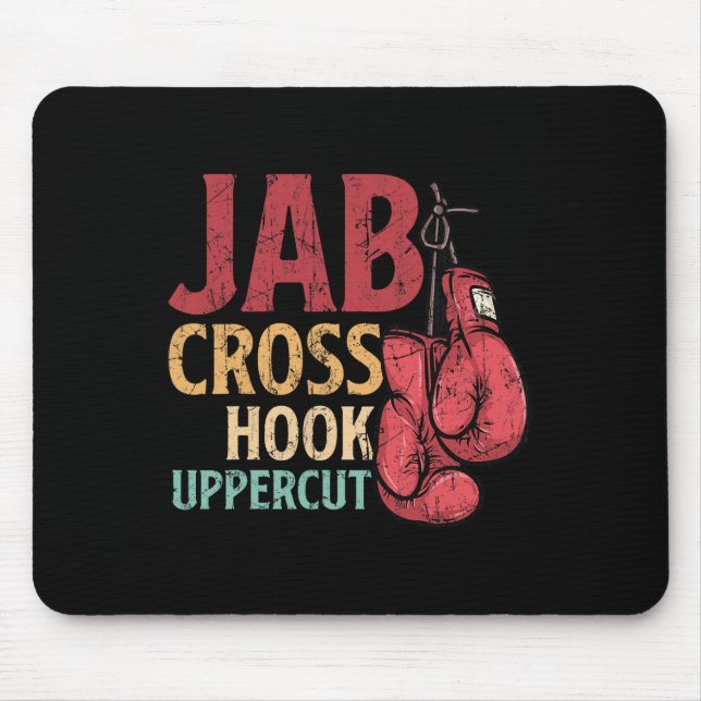 Jab Cross Hook Uppercut Boxer Arbeit Kickboxen Mäd Mousepad (Vorne)