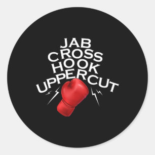 Jab Cross Hook Uppercut Boxer Funny Boxing Trainer Runder Aufkleber