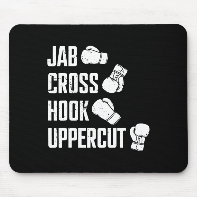 Jab Cross Hook Uppercut Boxer Workout Kickboxen  Mousepad (Vorne)